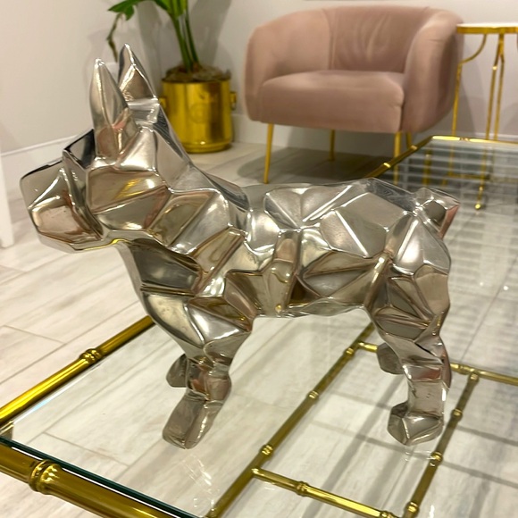 FRENCH BULLDOG STATUETTE. CHROME. NWOT - Picture 3 of 4